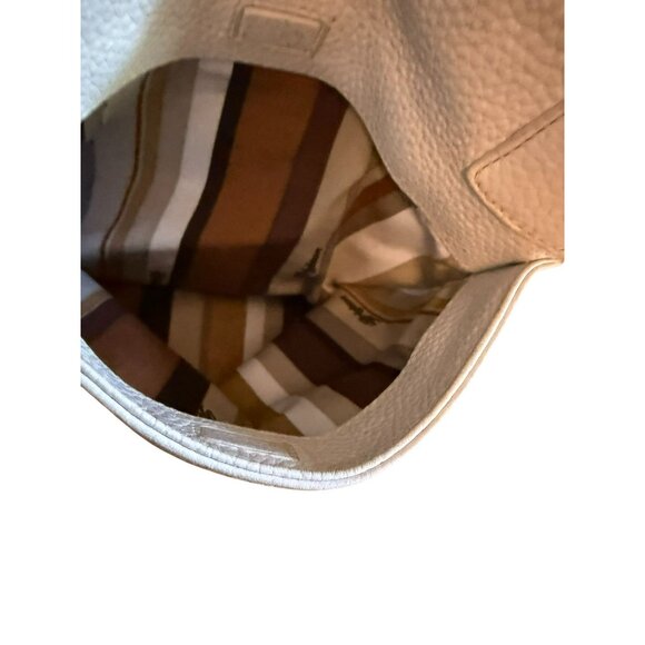 Brighton Cream Pebbled Leather Shoulder Tote Bag With Floral Metal Accents - Picture 12 of 12